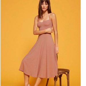 Reformation Pink Cosette Sweetheart Dress Ribbed